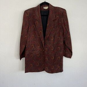 Michael & Company Womens Vintage Paisley Floral Jacket Blazer Jacket Size Small